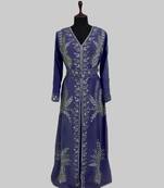 Navy Blue color luxurious Full Sleeves Handmade Moroccan Kaftan.