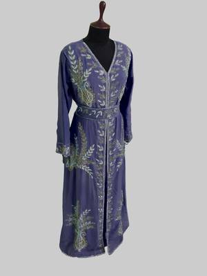 Navy Blue color Full Sleeves Handmade Moroccan Kaftan 3