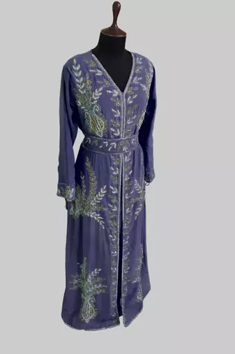 Navy Blue color Full Sleeves Handmade Moroccan Kaftan