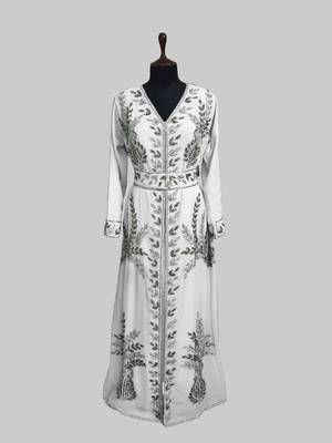 Off White color Full Sleeves Handmade Moroccan Kaftan 1