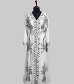 Off White color luxurious Full Sleeves Handmade Moroccan Kaftan.