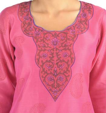Pink Block Print Chanderi Kurta 2
