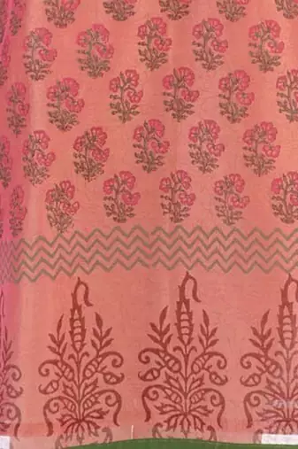 Light Pink Block Print Cotton Silk Kurta