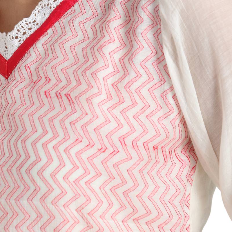 White Cotton Silk Embroidered Kurta