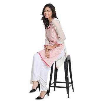White Cotton Silk Embroidered Kurta 3