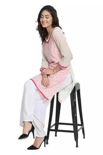 White Cotton Silk Embroidered Kurta