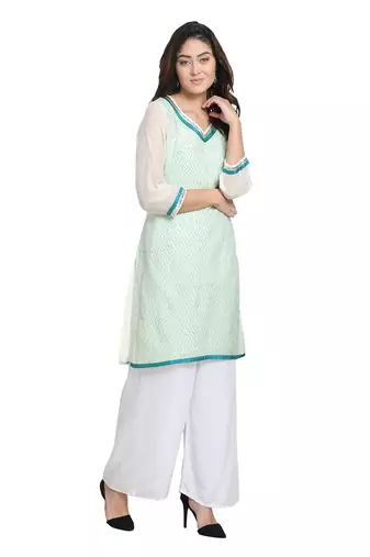 White Cotton Silk Embroidered Kurta