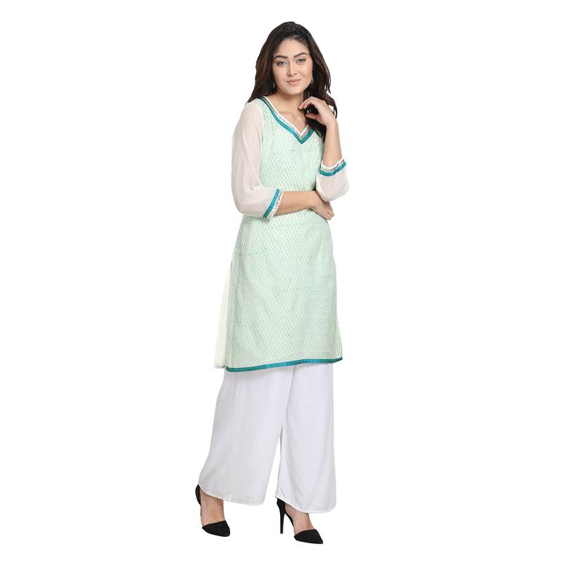 White Cotton Silk Embroidered Kurta