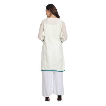 White Cotton Silk Embroidered Kurta 4