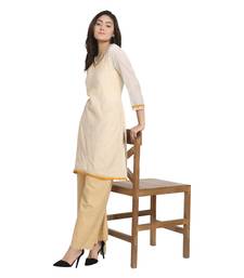 White Cotton Silk Embroidered Kurta