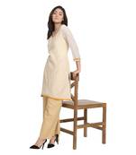 White Cotton Silk Embroidered Kurta