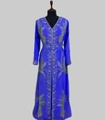 Royal Blue color luxurious Full Sleeves Handmade Moroccan Kaftan.