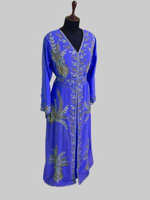 Royal Blue color Full Sleeves Handmade Moroccan Kaftan 3