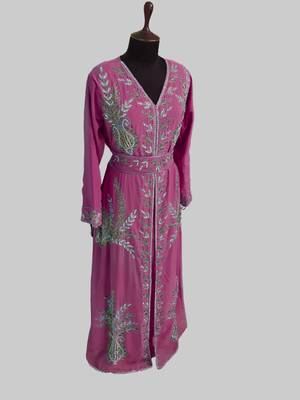 Wine color Full Sleeves Handmade Moroccan Kaftan 3