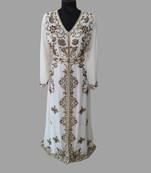 Off-White color luxurious Full Sleeves Handmade Moroccan Kaftan.