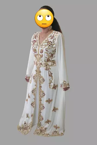 Off-White color Full Sleeves Handmade Moroccan Kaftan