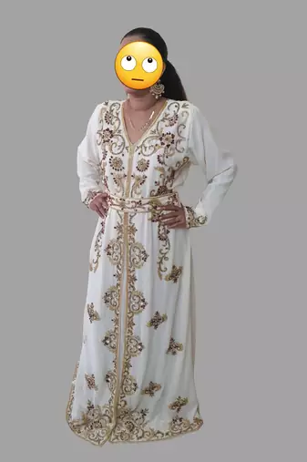Off-White color Full Sleeves Handmade Moroccan Kaftan