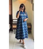 New Beautiful Cotton Zig Zag Middi Gown Dress