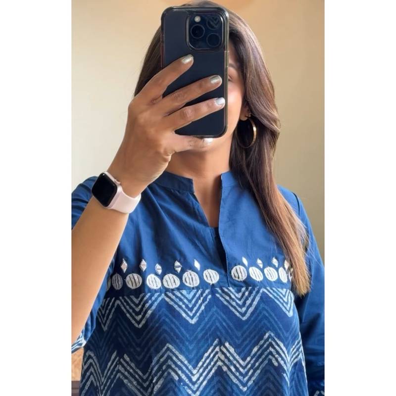 New Beautiful Cotton Zig Zag Middi Gown Dress