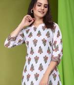 New Beautiful White Printed Cotton Top