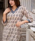 New Beautiful Cream Printed Cotton Top