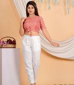 Women's Cotton Floral Printed Regular Blouse Pink