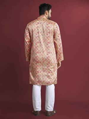 Multicolour printed silk blend straight kurta 2