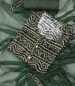 Green printed bandhani block print viscose rayon unstitched dress material