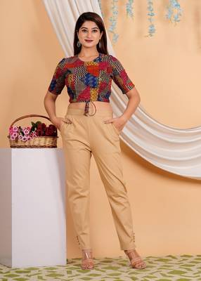 Women's Rayon Geomatrical Patch Printed Regular Blouse Multicolor 1