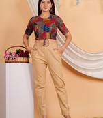 Women's Rayon Geomatrical Patch Printed Regular Blouse Multicolor