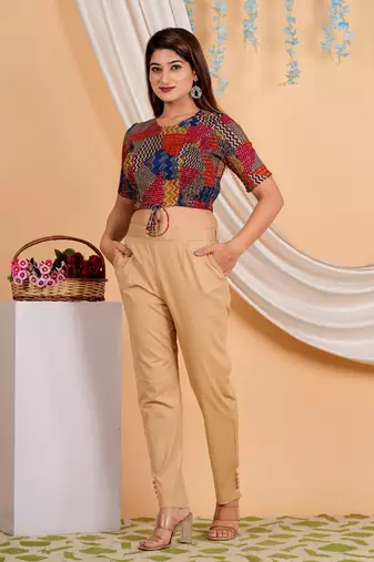 Women's Rayon Geomatrical Patch Printed Regular Blouse Multicolor