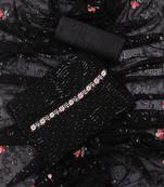 Black embellished floral  georgette unstitched dress material