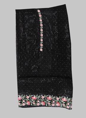 Black embellished floral  georgette unstitched dress material 2