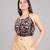Women's Cotton Black Floral Handblock Printed Freesize Backless Blouse Black