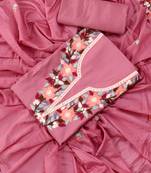 Mauve embroidered floral  silk unstitched dress material