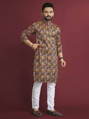 Multicolour printed pure silk straight kurta 4