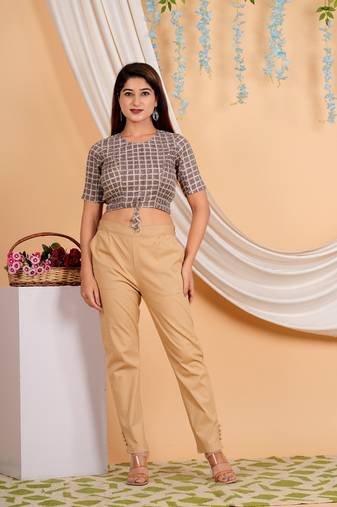 Women's Cotton Geomatrical Printed Regular Blouse Brown