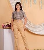 Women's Cotton Geomatrical Printed Regular Blouse Brown