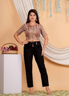 Women's Cotton Tie & Dye Printed Regular Blouse Brown 1