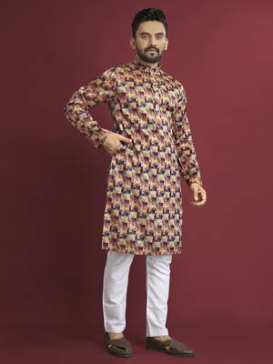 Multicolour printed pure silk straight kurta 4