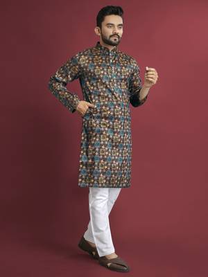 Multicolour printed pure silk straight kurta 4
