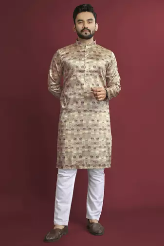 Multicolour printed pure silk straight kurta