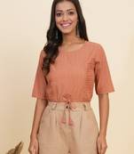 Women's Cotton Zig Zag Printed Regular Blouse Red