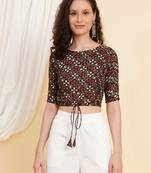 Women's Cotton Floral Printed Regular Blouse Maroon