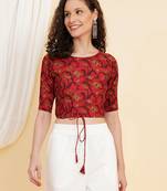 Women's Cotton Floral Printed Regular Blouse Maroon