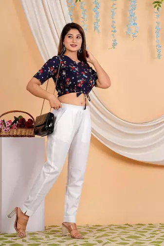Women's Cotton Floral Printed Regular Blouse Blue