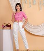 Women's Cotton Floral Printed Regular Blouse Pink