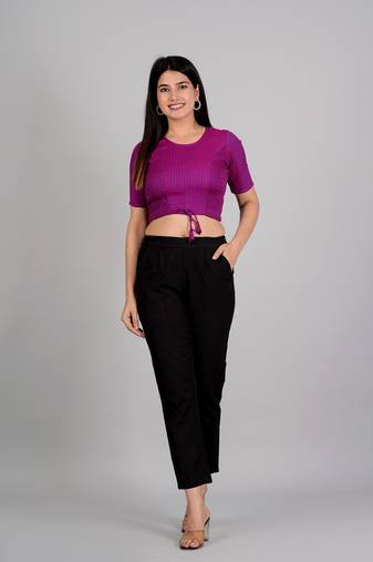 Women's Viscose Stripe Printed Regular Blouse Purple
