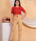 Women's Cotton Bandhej Printed Regular Blouse Red