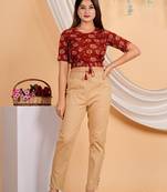 Women's Cotton Floral Printed Regular Blouse Maroon